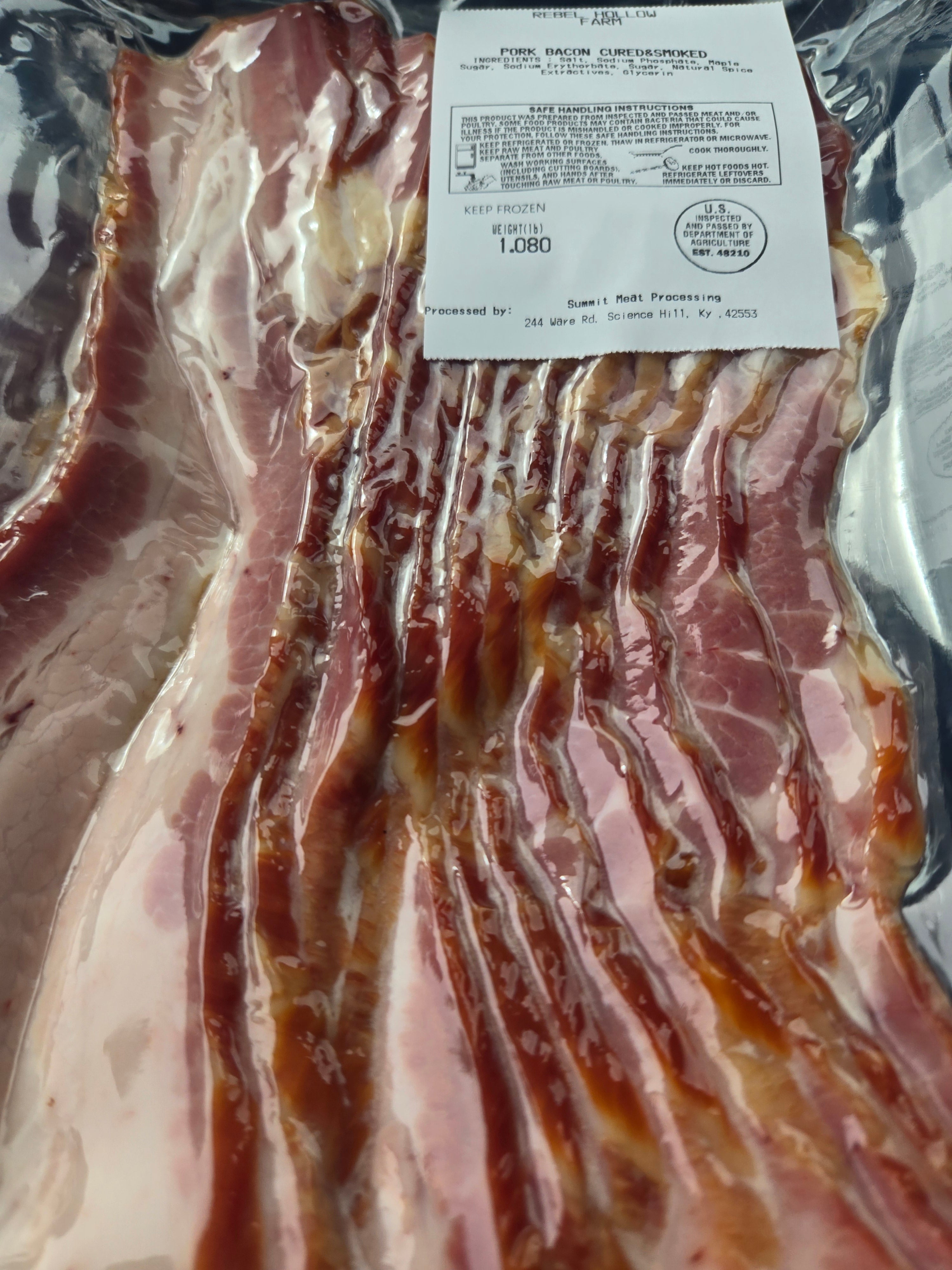 Smoked and cured Bacon